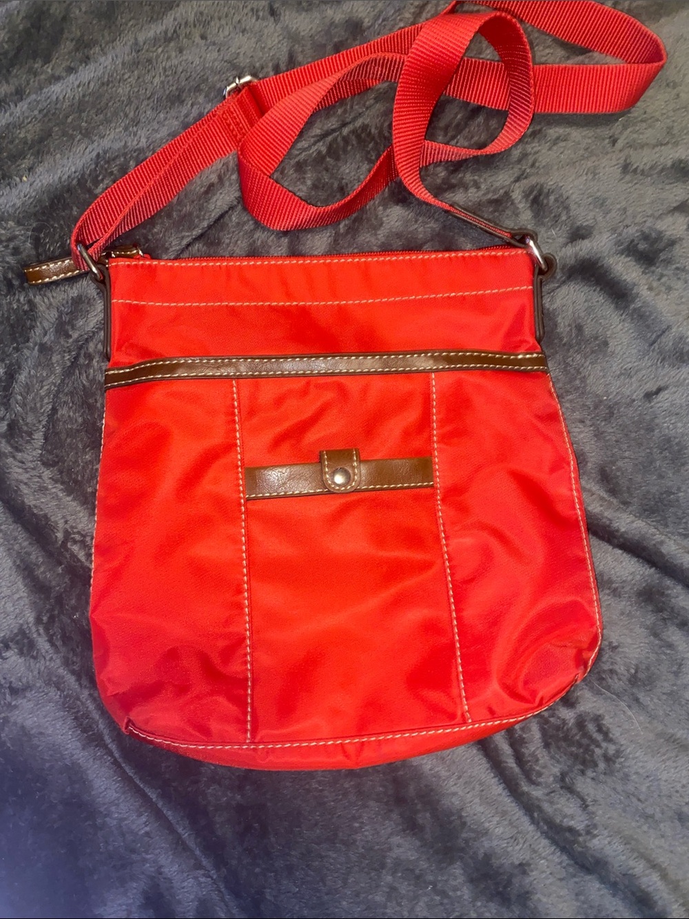 Nine West Red Crossbody Bag with Brown Trim